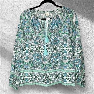 Shoshanna Kellen Print Popover long sleeve Blouse Sz Small‎ NWT $298 Cottagecore